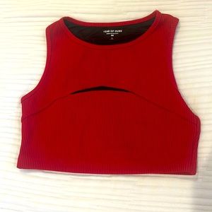 Year of Ours Ribbed Cut Out Bra - Red
